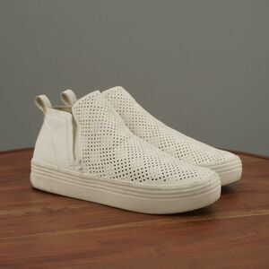 Dolce Vita Womens Tate Perforated Platform Sneakers Size 6 White Leather
